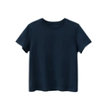 Kids' short-sleeve cotton T-shirt in solid navy blue, classic crew neck for summer wear - 130cm / Royal Blue