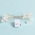 Natuurlijke kristallen steen LED lichtsnoer met witte batterijhouder op blauwe basis - Witte Kristal-Warm Wit
