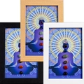 Chakra meditation crystal art frames in black, white, and natural wood finishes - Style 4 / White