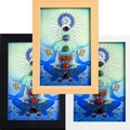 Yoga meditation wall art set with natural chakra crystals and three frame color options - Style 5
