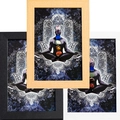 Chakra yoga meditation wood frame with healing crystals in black, white, and natural finishes - Style 6