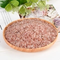 Natural rose quartz crystal chips in a round wooden bowl for aromatherapy and healing - Strawberry Quartz / 3-5mm / 300g