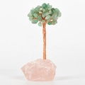Handmade crystal money tree with green aventurine leaves and natural rose quartz base - Rose Quartz Base Aventurine Leaves