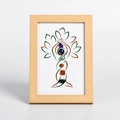Metatron healing crystal frame with seven natural chakra stones and wooden decor - Yoga Tree Style 2 / Wood Color