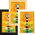 Chakra meditation wooden frame with 7 natural crystal stones in three color options - Style 8