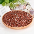 Red Jasper natural tumbled stones in a round wooden tray for home decor - Red Jasper / 3-5mm / 300g