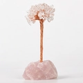 Arbre de vie en quartz clair sur socle en quartz rose naturel avec fils de cuivre - Base de Quartz Rose Feuilles de Quartz Clair