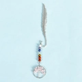 Silver feather metal bookmark with colorful chakra beads and pink tree of life pendant - Rose Quartz