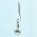 Silver metal feather bookmark with colorful chakra stones and Tree of Life pendant - Labradorite