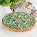 Mix of colorful polished crystal stones and sea glass shards in a wooden tray - Cat's Eye / 3-5mm / 500 g