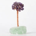 Handmade amethyst crystal tree on raw green fluorite base for home office decor - Green Fluorite Base Amethyst Leaves