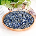Natural blue lapis lazuli crystal crushed stones in a wooden tray for home decor - Lapis Lazuli / 3-5mm / 300g