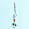 Silver feather metal bookmark with colorful chakra beads and tree of life pendant - Rainbow