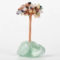 Handmade multi-gemstone money tree with copper wire on a green fluorite base - Green Fluorite Base Multi-Gemstone Leaves