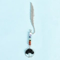 Silver feather bookmark with 7 chakra beads and black obsidian tree of life charm - Obsidian