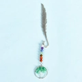 Silver metal feather bookmark with tree of life pendant and seven chakra beads - Green Aventurine