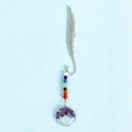 Silver feather bookmark with 7 chakra beads and amethyst tree of life pendant - Amethyst