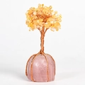 Albero di cristallo citrino fatto a mano con pietre gialle su base di quarzo rosa - Citrino Con Base Quarzo Rosa