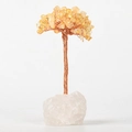 Natural citrine crystal money tree with handmade copper wire and raw quartz base - Clear Quartz Base Citrine Leaves