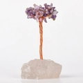 Amethyst crystal tree with copper wire trunk on white quartz base decoration - Clear Quartz Base Amethyst Leaves