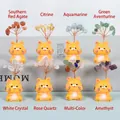 Tiger base crystal trees set featuring Amethyst, Citrine, and Rose Quartz stones - Tiger / Southern Red Agate