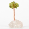 Handmade green crystal money tree with copper wire on natural rose quartz base - Clear Quartz Base Peridot Leaves