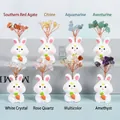 Eight zodiac rabbit crystal trees featuring amethyst, rose quartz and citrine stones - Rabbit / Southern Red Agate