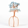 Albero di cristallo azzurro fatto a mano con filo di rame e base di quarzo bianco - Acquamarina Con Base Cristallo Di Rocca