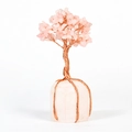 Albero di cristallo al quarzo rosa fatto a mano con filo di rame su base in pietra - Quarzo Rosa Con Base Cristallo Di Rocca