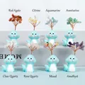 Collection of 8 dragon resin base crystal trees featuring various natural gemstones - Snake / Southern Red Agate