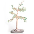 Green aventurine crystal money tree on natural agate slice base for desk decor - Green Aventurine