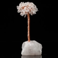 White crystal stone money tree with copper wire trunk and natural raw quartz base - Clear Quartz Base Clear Quartz Leaves
