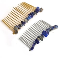 Handgefertigte Haarsteckkämme in Gold und Silber mit blauen Lapislazuli Kristallen - Lapislazuli