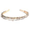 Handmade gold hairband with grey crystal gravel stones and woven wire details - Labradorite