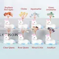 Unicorn base crystal tree set with various colorful gemstone leaves for home decoration - Horse / Southern Red Agate