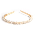 Gold finish headband with hand-wired transparent crushed crystals for a bridal crown look - White Crystal