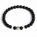 Bracciale di ossidiana nera naturale con ciondolo in argento del segno della Vergine - Vergine