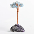 Handmade crystal money tree with aquamarine stone leaves and amethyst base ornament - Amethyst Base Aquamarine Leaves