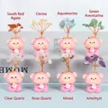 Pink resin monkey base crystal tree collection with varied healing gemstones - Monkey / Southern Red Agate