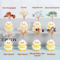 Set of 8 zodiac chicken base crystal trees with amethyst and natural gemstone chips - Rooster / Southern Red Agate