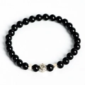 Bracelet capricorne en perles d'obsidienne noire avec pendentif zodiaque en argent - Capricorne