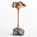 Handmade multi-color crystal money tree with copper wire on natural purple gemstone base - Amethyst Base Multi-Gemstone Leaves