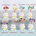 Set of 8 colorful crystal trees with cat bases featuring amethyst and agate stones - Dog / Southern Red Agate