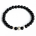 Bracelet en perles d'obsidienne noire avec pendentif en argent du signe Sagittaire - Sagittaire