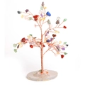 Colorful mixed crystal gemstone money tree with copper wire and agate base - Rainbow