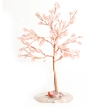Pink crystal money tree with copper wire branches and natural agate base home decor - Rose Quartz