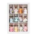 Miniature 12 zodiac resin figurines set with crystal stone tops in a display box - Complete Zodiac Series Set / White Crystal