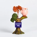 Décoration chouette rose avec arbre de cristal rouge et panneau Follow Me pour bureau - Hibou Rose - Agate Rouge