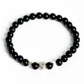 Bracelet en obsidienne naturelle avec perle Verseau en argent et dates gravées - Verseau