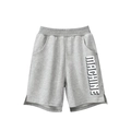 Pantaloncini sportivi grigi per bambini con scritte bianche ed elastico in vita - 140cm / Grigio Melange